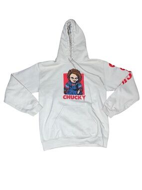 Official Chucky Child's Play Graphic Pullover Hoodie White Men's Size Small